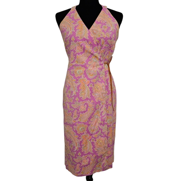 Harold's Dresses & Skirts - Harold's, Women's Size 2, Paisley Pink and Orange Halter Dress